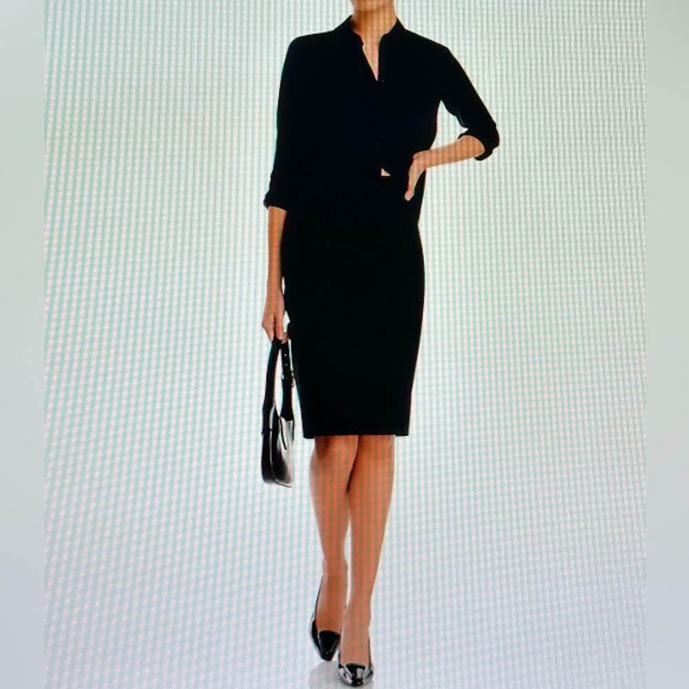 Theory. Classic Black Pencil skirt with 2 back slits. Size 12.